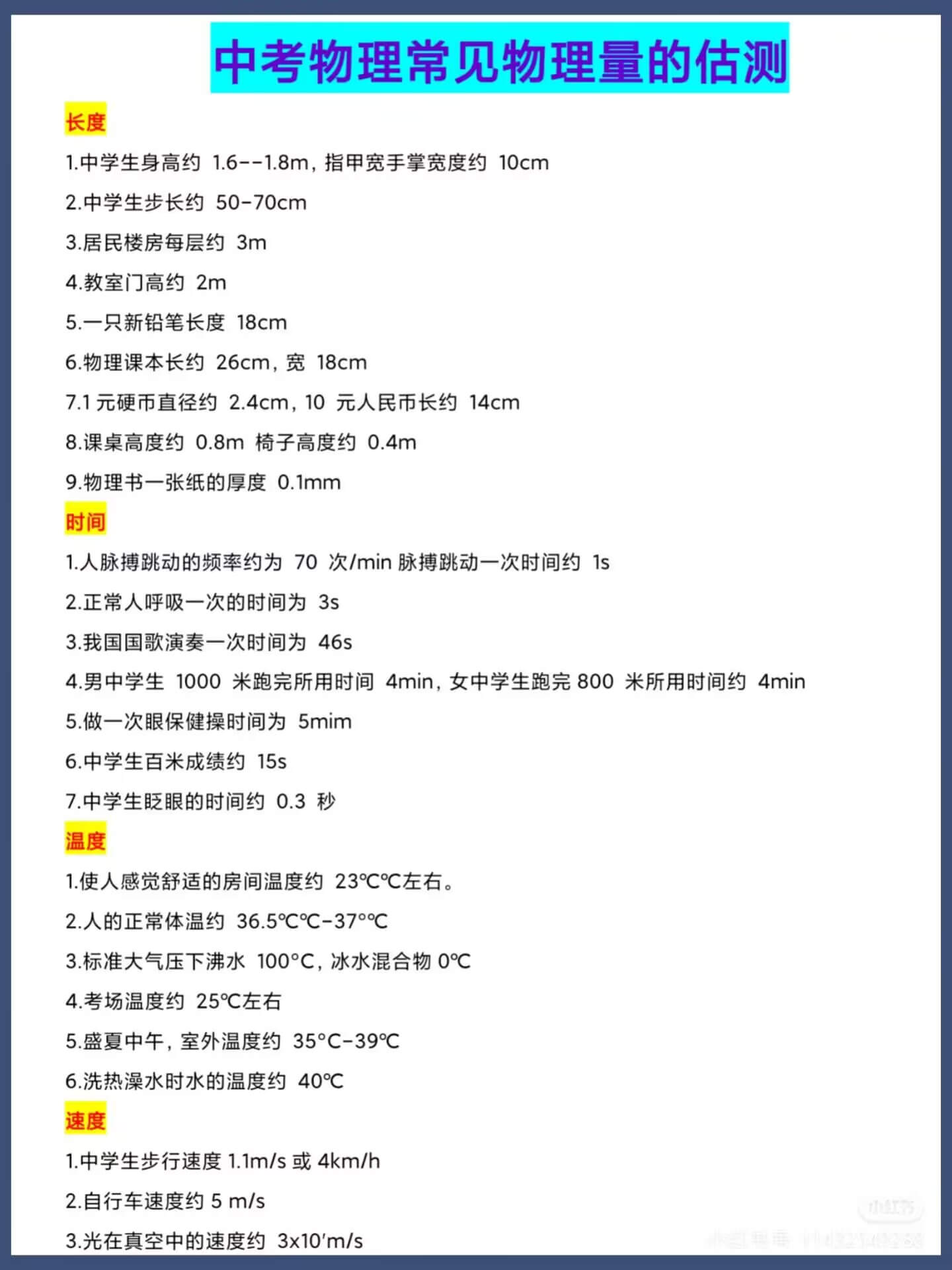 中考物理常见物理量估测燃梦学堂-中小学电子版资料下载：课件/试卷/教案/知识点全覆盖燃梦学堂